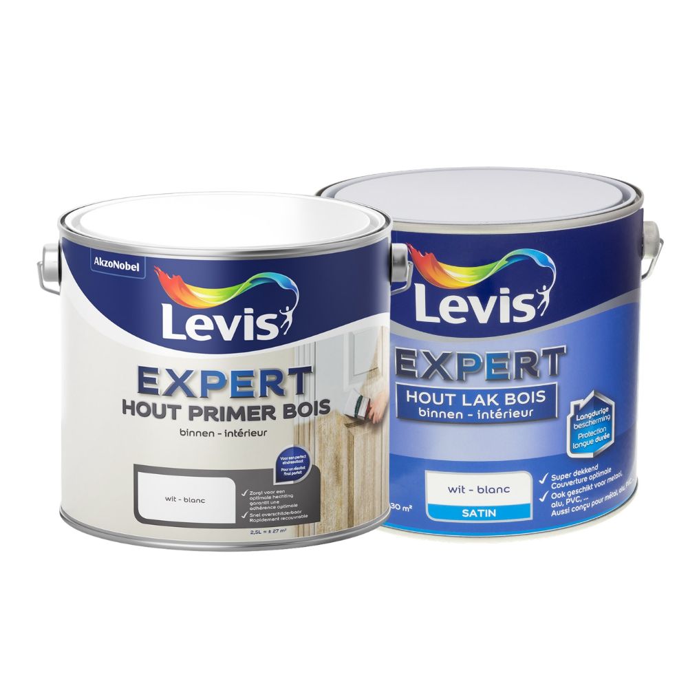 BUNDEL: Levis Expert Hout Primer Binnen + Lak Binnen Satin